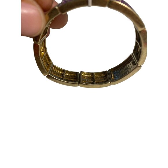 Lia Sophia Retired Purple Rhythmic Stretch Bracelet Geometric Pattern Gold Accen - Picture 2 of 7
